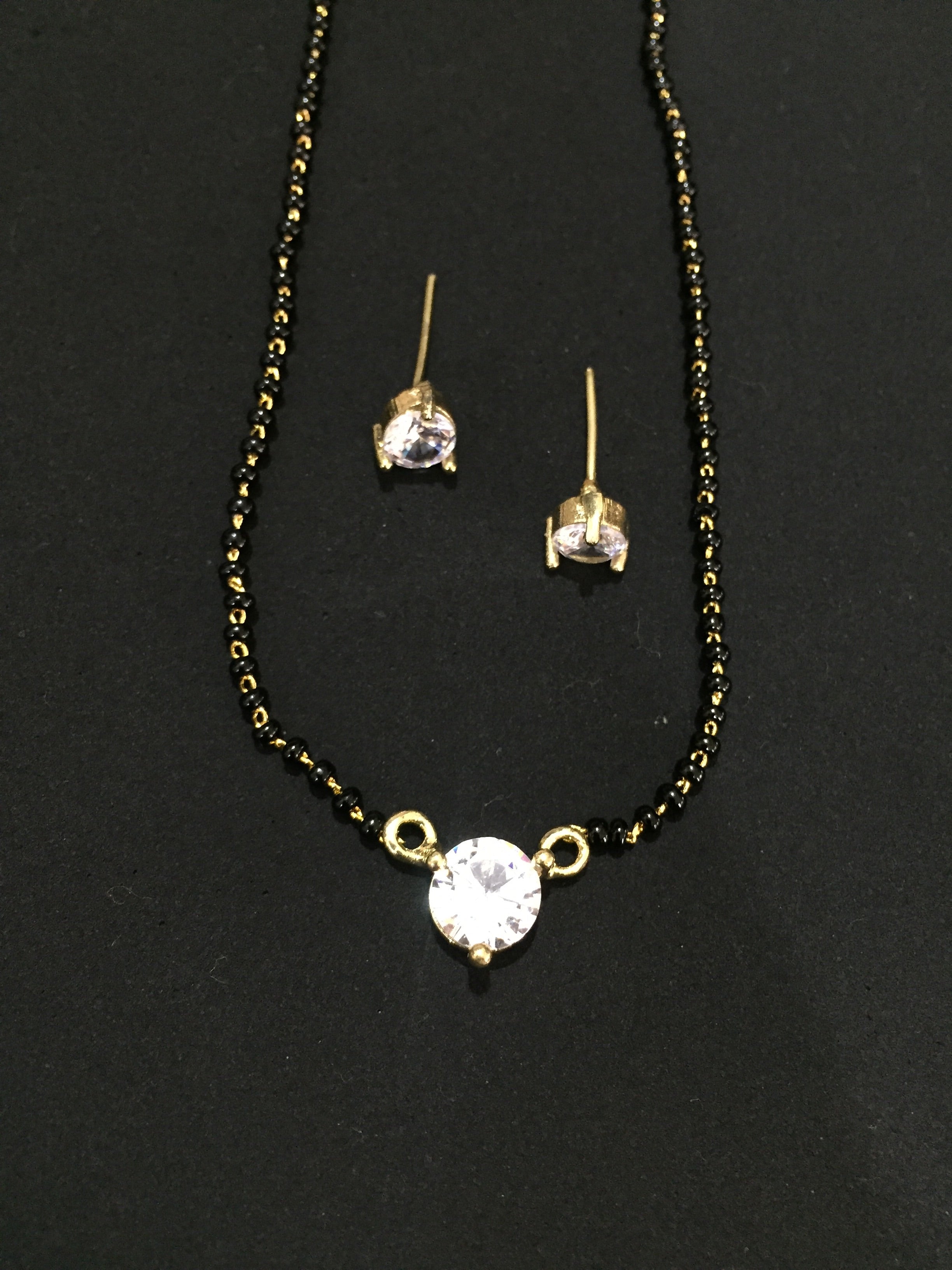 Gold Plated Single Stone Mangalsutra For Women - Abdesignsjewellery