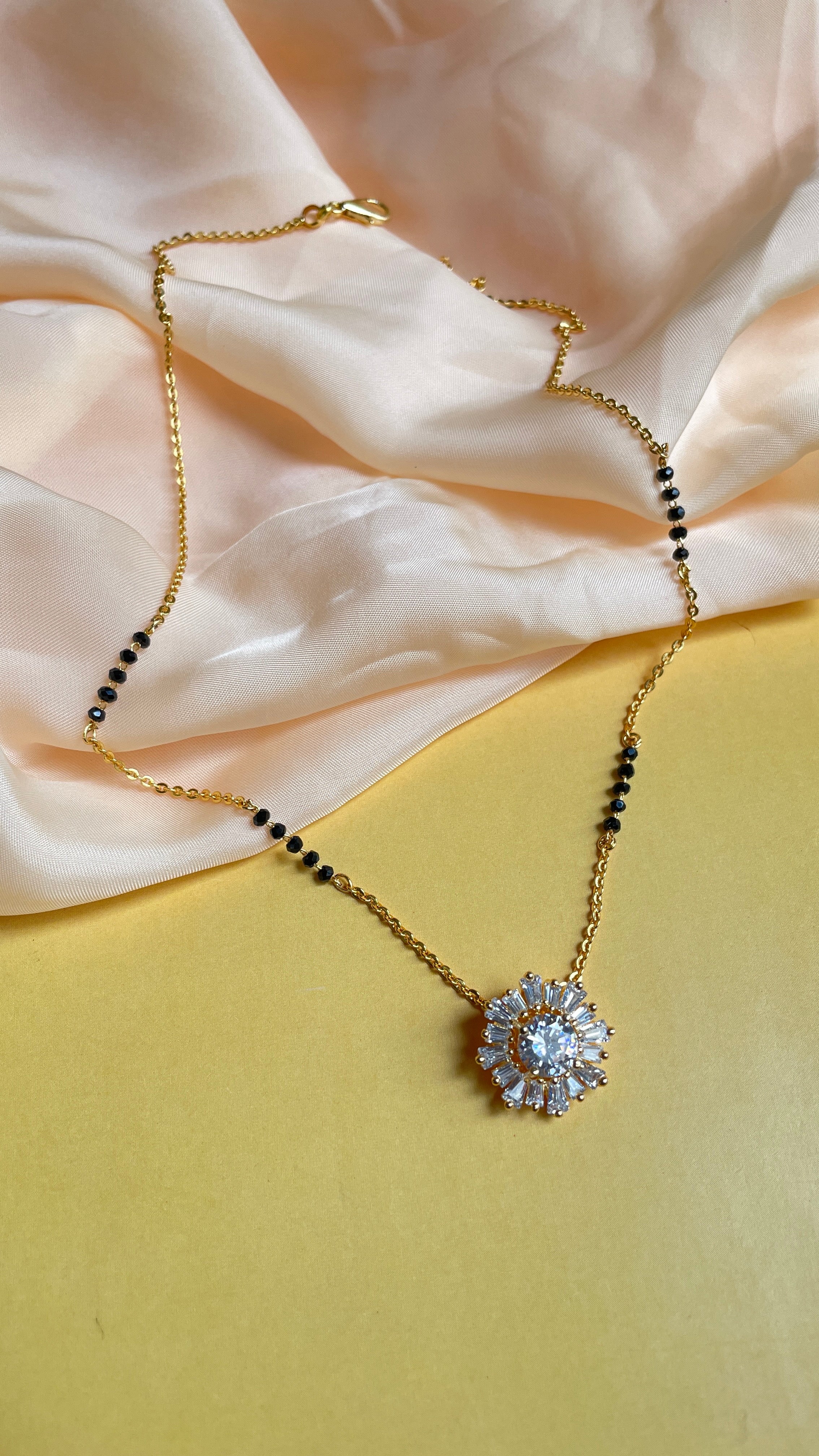 Statement Cz Diamond Golden Plated Mangalsutra