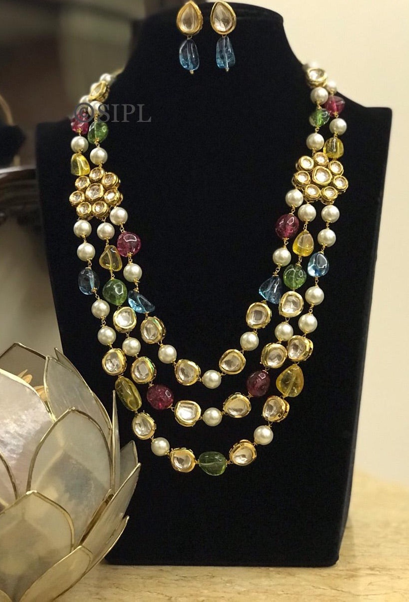 Multicolour Jaipuri Stone Necklace - Abdesignsjewellery