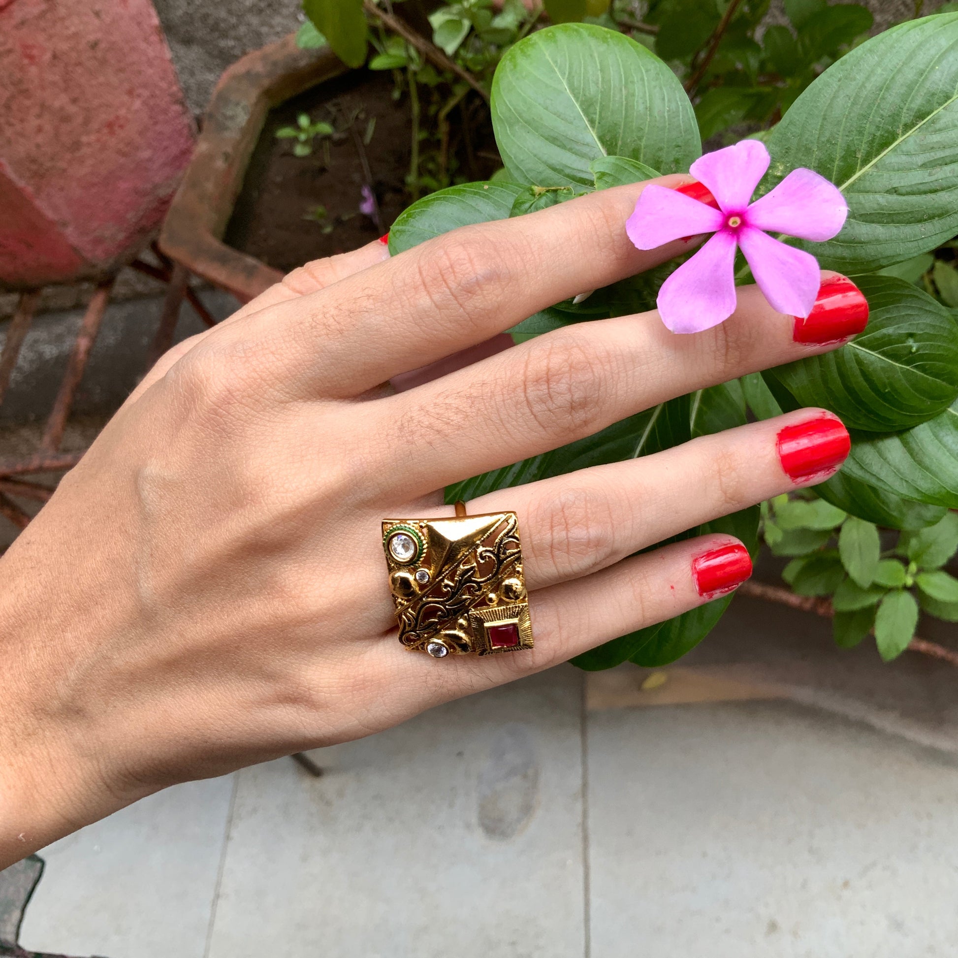 Antique Square Shape Diamond Fancy Ring - Abdesignsjewellery