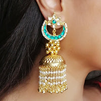 Thumbnail for Jadau Green Kundan Polki Earring - Abdesignsjewellery