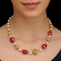 Thumbnail for Red Emerald Stone Pearl Mala - Abdesignsjewellery